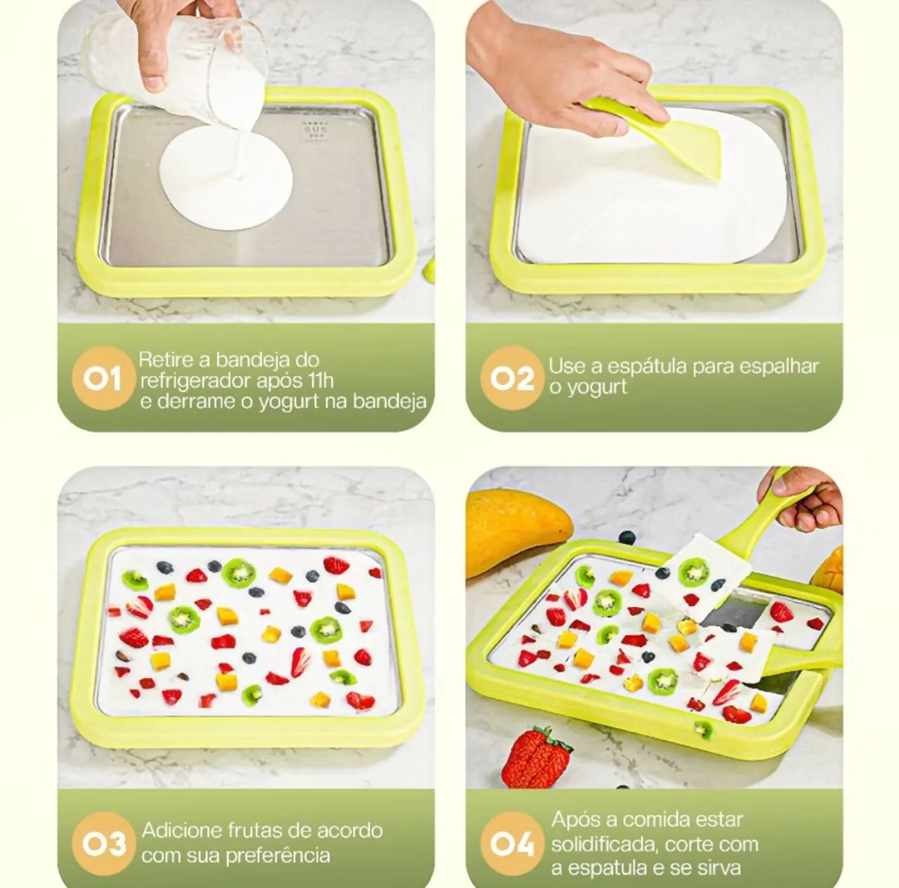 Máquina de fazer sorvete de iogurte em Rolo sem fio com 2 Espatulas para crianças  - A671 - Foto 5