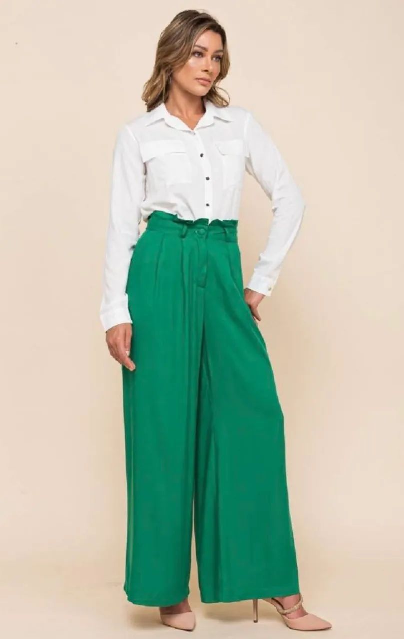 pantalona verde viscose nova tam M