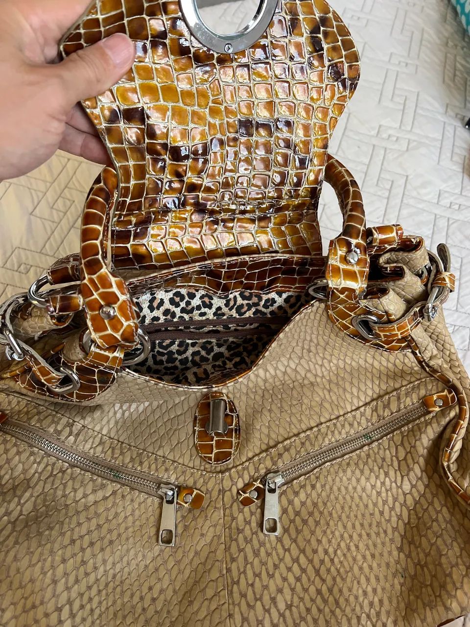 Bolsa em couro com croco  - Foto 3