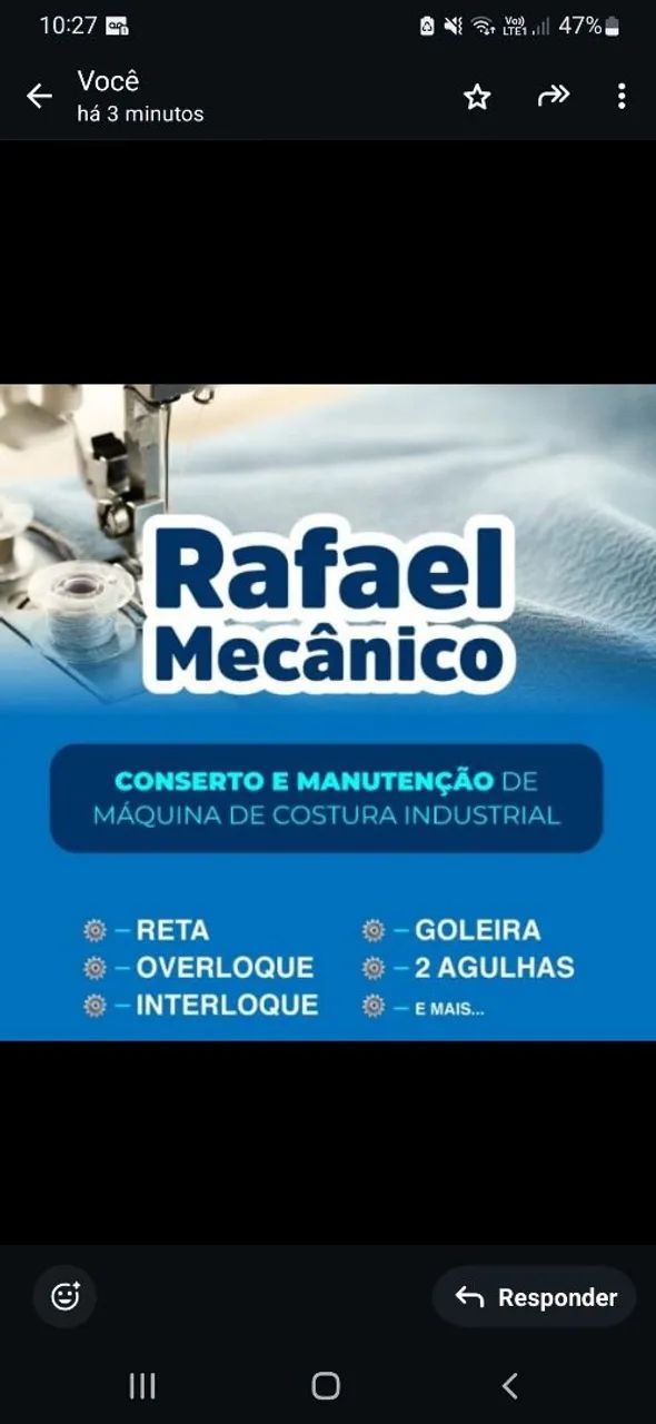 Manutenção,compra, venda e aluguel de máquinas de costura industrial!
