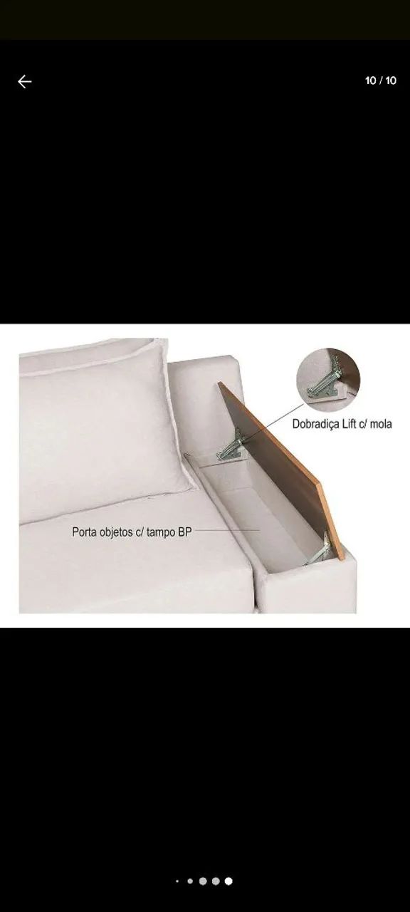 Sofá-cama Casal 2 Lugares Com Baú Lateral Panamá Linho Ge... Cor Gelo - Foto 4