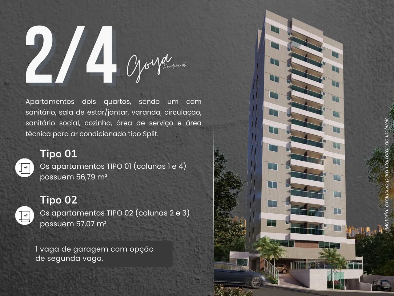 LANÇAMENTO RESIDENCIAL GOYA Apartamento à venda 56m², 2/4, 1 Suíte, 2 Banheiro, 1 Vaga - Foto 3