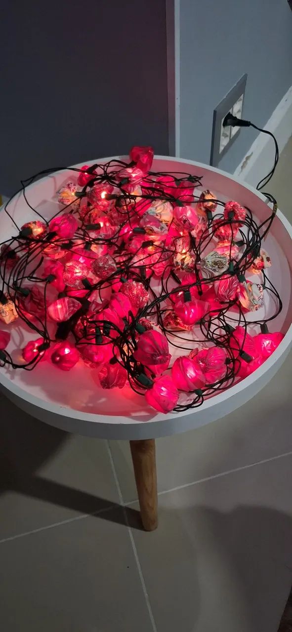 Luzes de Natal com Flores de Tecido - Foto 3