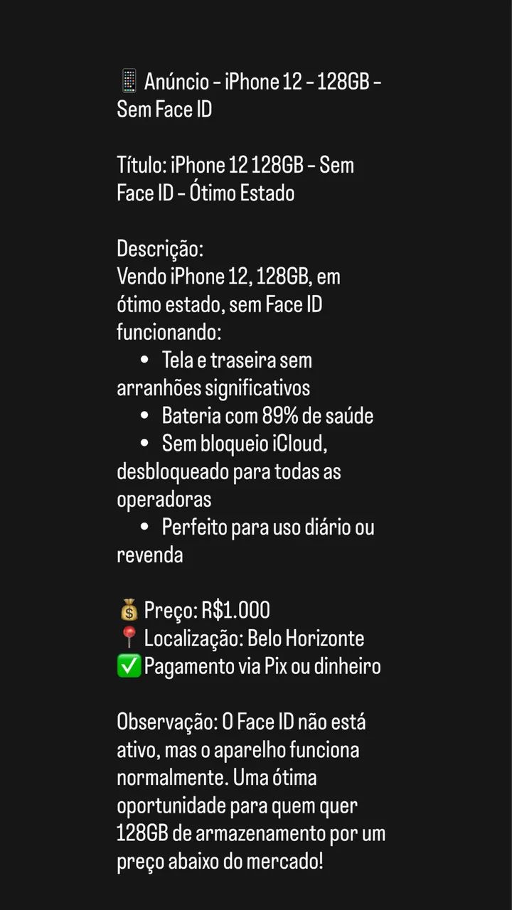 iPhone 12 sem Face ID