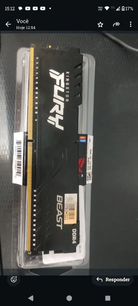 Memória RAM Kingston 8GB DDR4 2666MHz