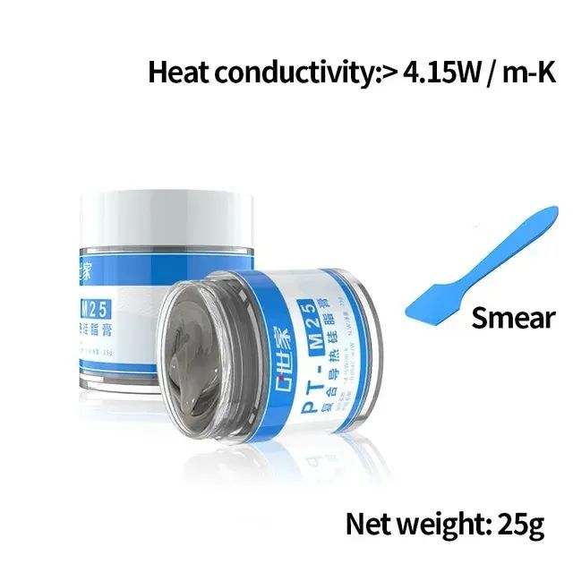Pasta térmica pt-m25 para cpu, 25g, graxa térmica