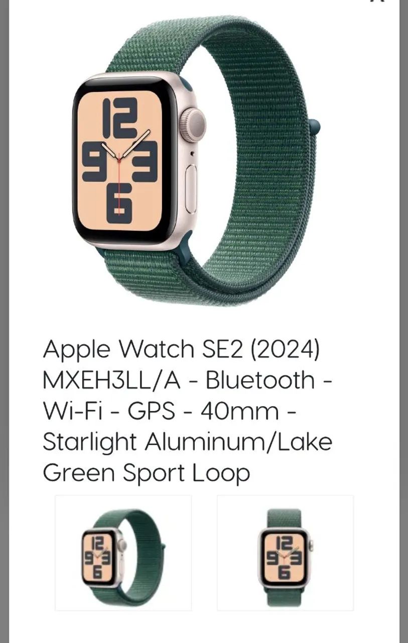 Apple Watch SE2 (2024) 40mm - Starlight Aluminum/Lake Green Sport