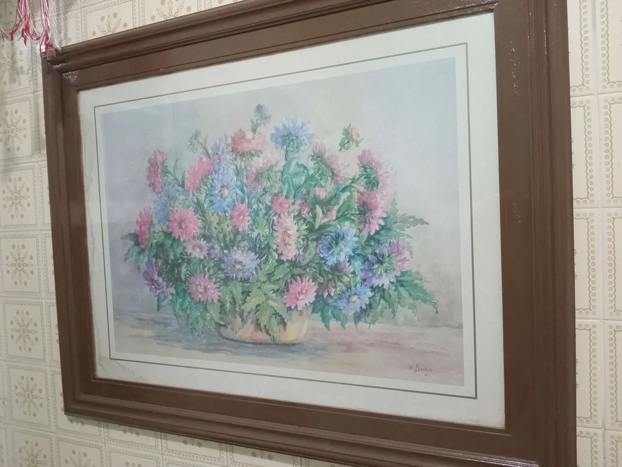 Quadro moldura flores lindo grande obra de arte