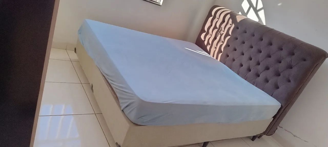 Cama Box King Size com colchão de molas ensacadas e cabeceira Estofada - Foto 3