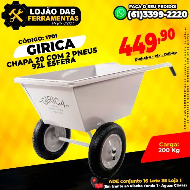 Girica Chapa 20 Com 2 Pneus 92L Esfera