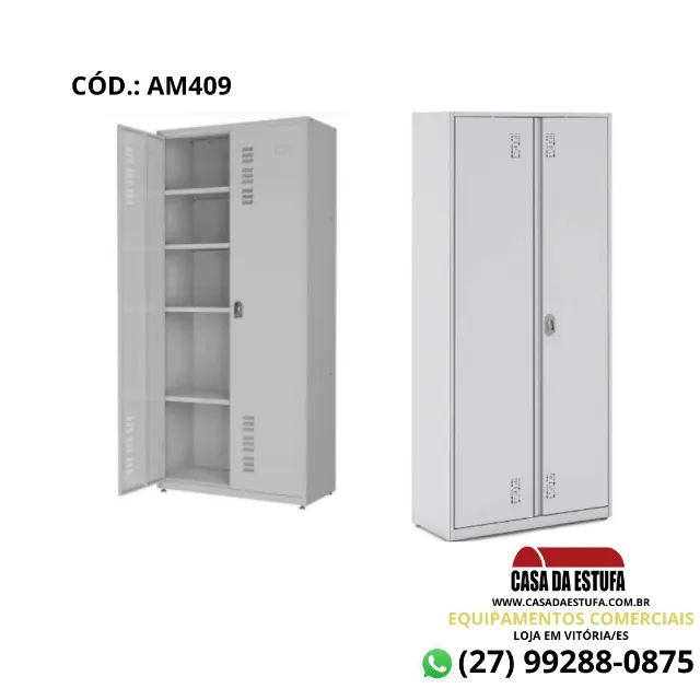 ARMÁRIO DE AÇO MONTÁVEL 1,74 x 0,76 COM CHAVE 3 PRATELEIRAS CINZA - W3