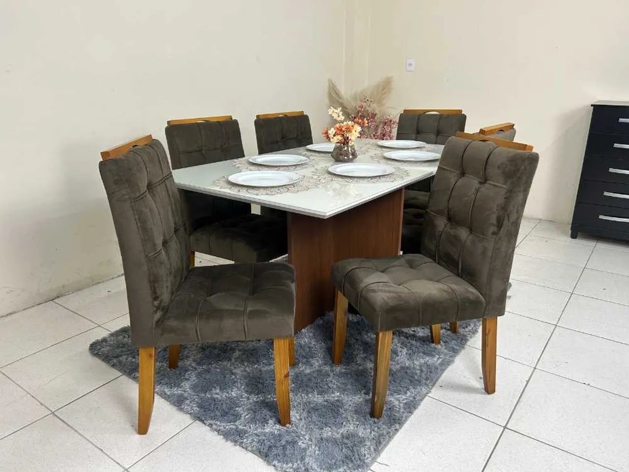 Mesa de Jantar Helo 1.60×0.90 Com 6 Cadeiras- Entrega Rápida - Foto 2