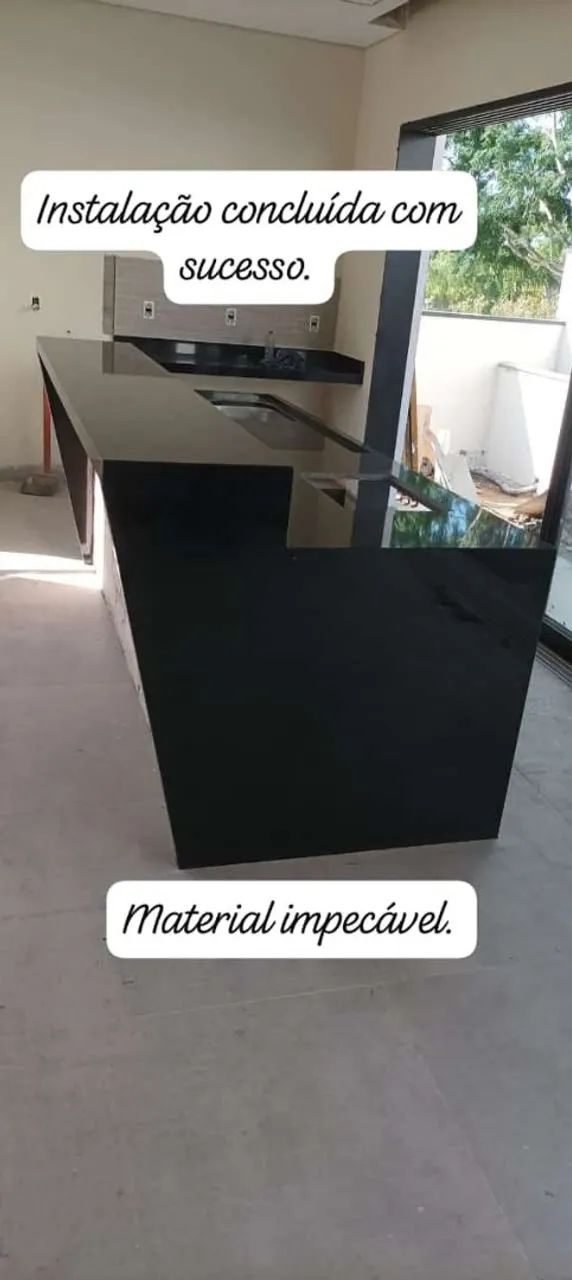 Pia de cozinha em granito preto com cuba em aço inox - Foto 6