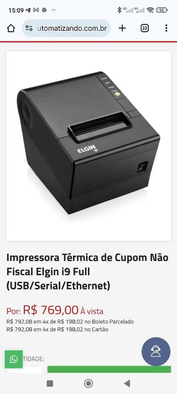 Impressora térmica Elgin i9 para PDV - Foto 2