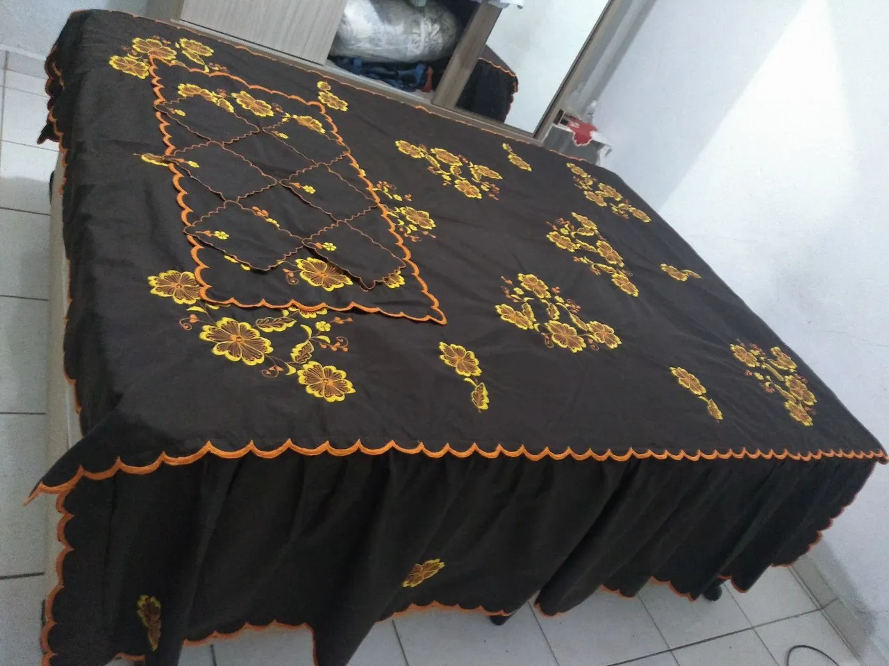 Jogo de Cama Bordado Floral