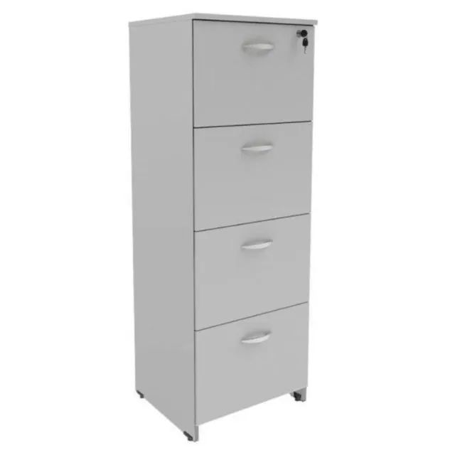 Arquivo de Madeira 4 Gavetas Pasta Suspensa MDP 1,32×0,46×0,42m Cinza Modelo 21211 - Foto 4