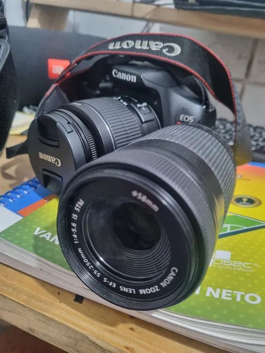 Canon EOS Rebel T6 - Câmera Digital + lente 55-250 com estabilização.