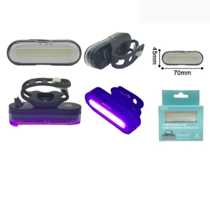 Lanterna Traseira de Bicicleta LED USB Recarregável