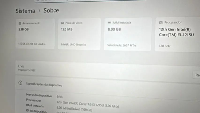 Notebook Dell Inspiron I15-i120k-a10p 15.6 I3 8gb 256gb W11 - Foto 5