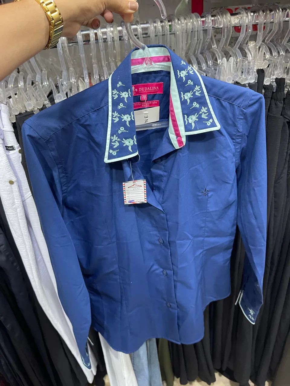 Blusa social azul 