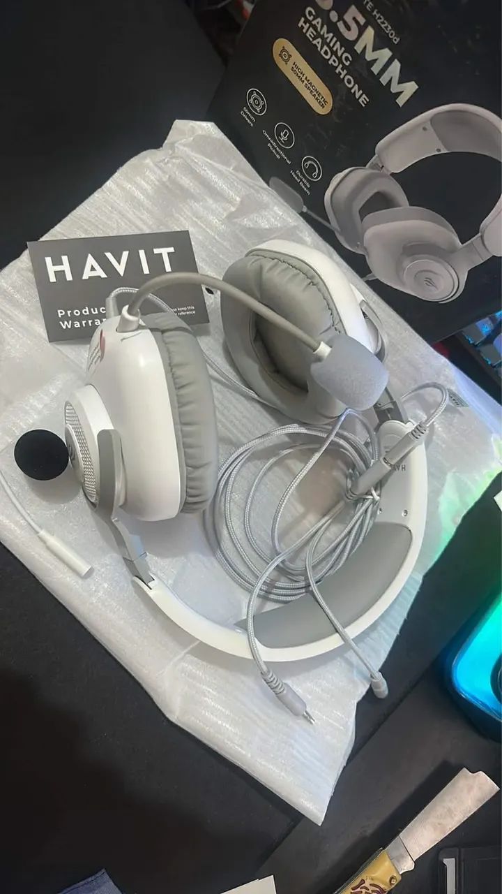 Headset Gamer Branco Havit - Leve, Microfone HD (Oportunidade!) - Foto 3