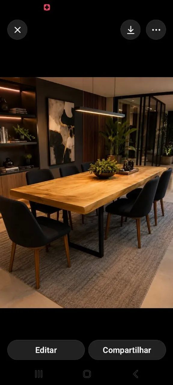 Mesa madeira maciça com metalon 