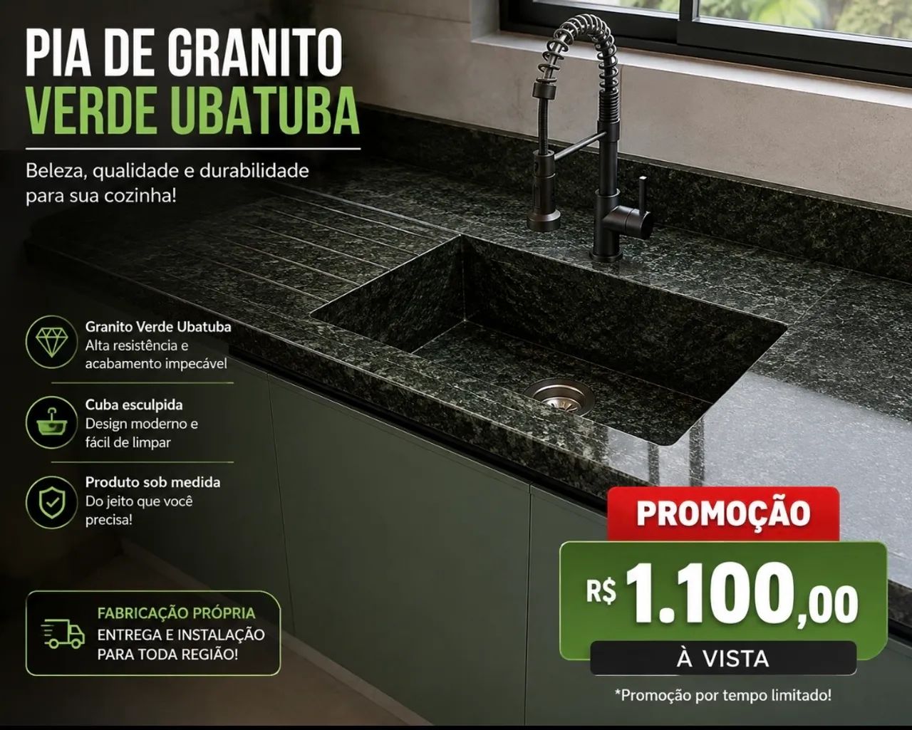 Pia De Granito Verde Ubatuba 