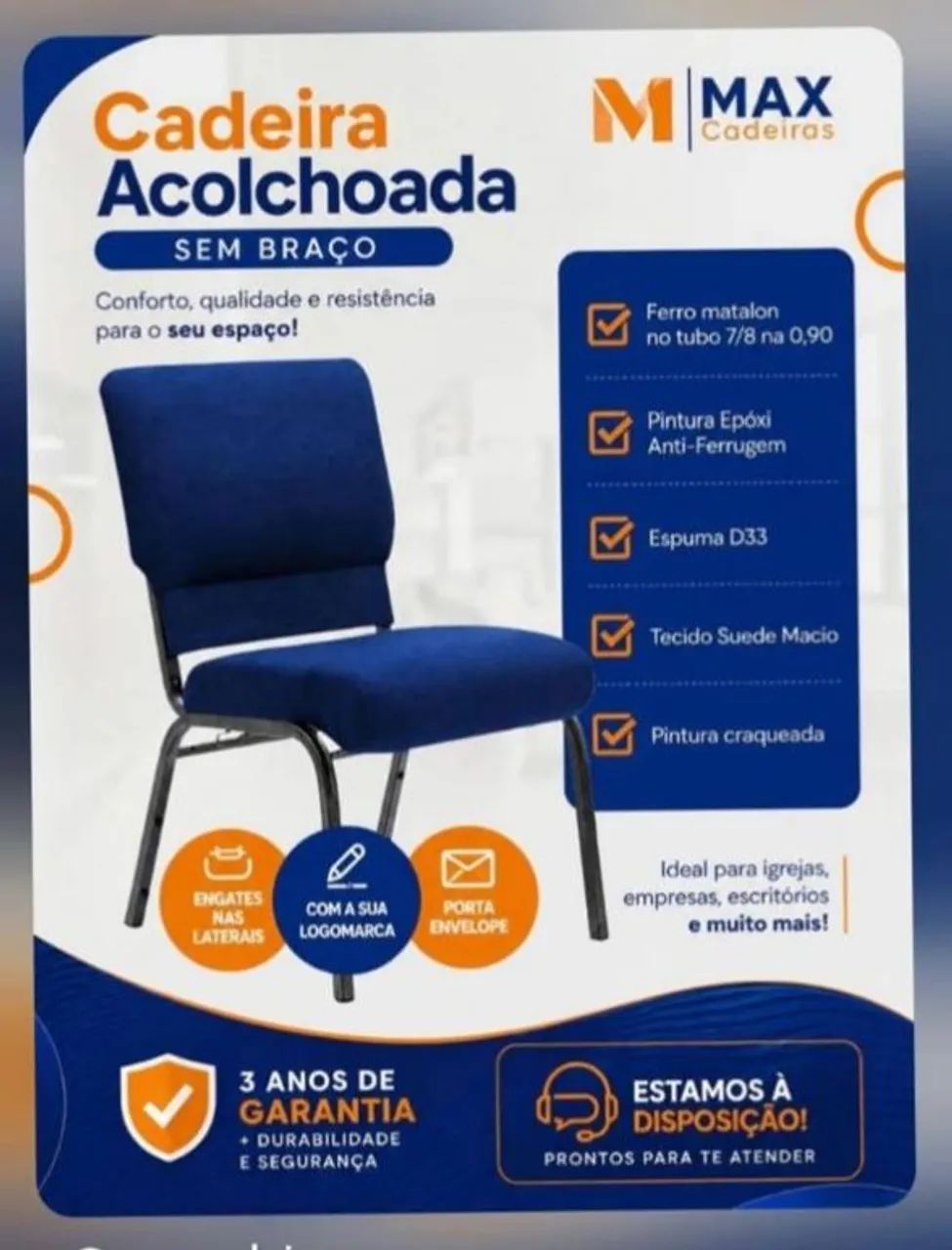 Cadeiras acolchoada com braço e sem braço  - Foto 3