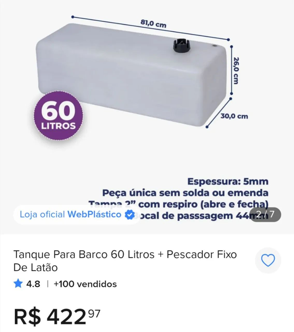 Tanque de 60 Litros - Foto 2