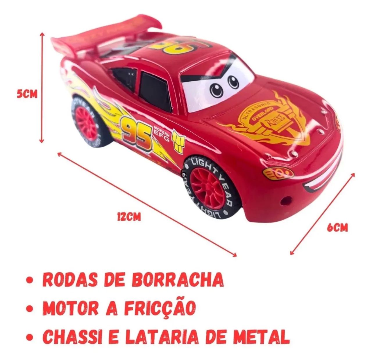 Carrinho De Metal Á Fricção Relâmpago Mcqueen  - Foto 3