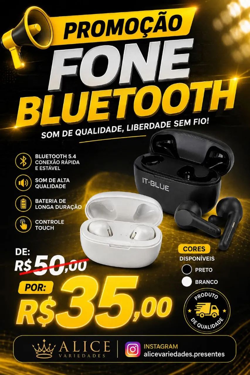 Fone Bluetooth novos 