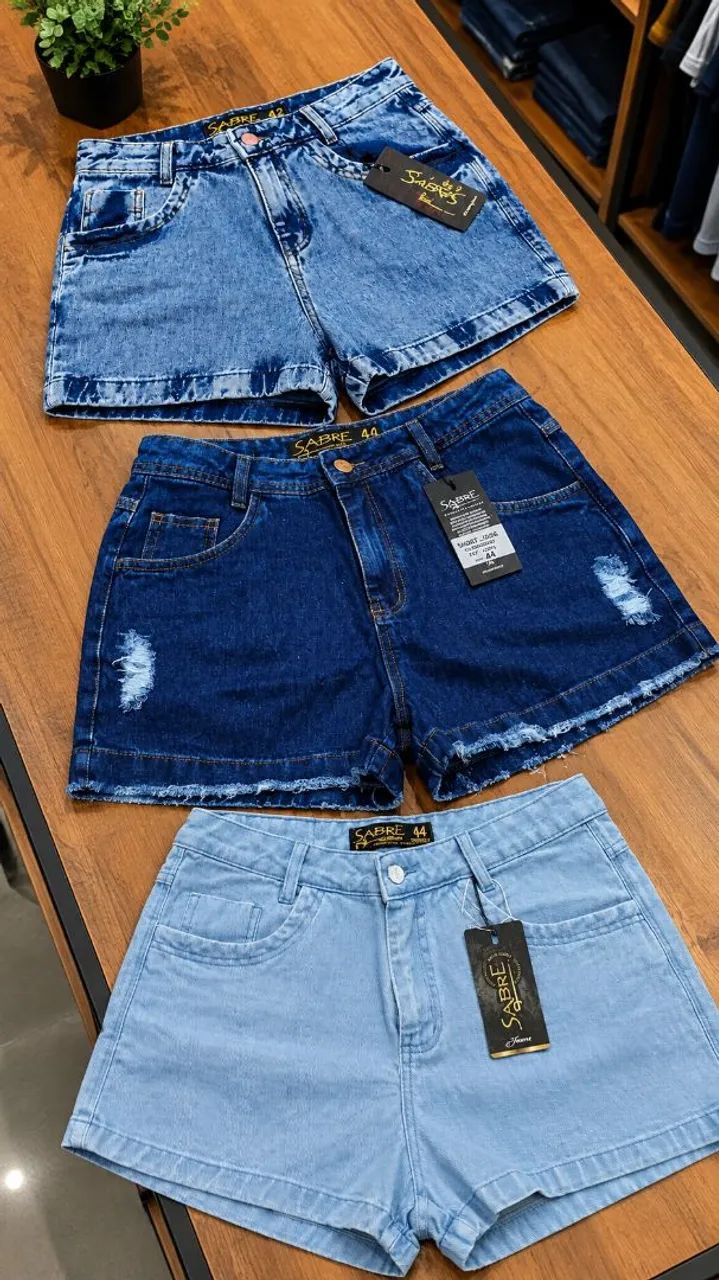 Short curto jeans azul feminino  - Foto 3