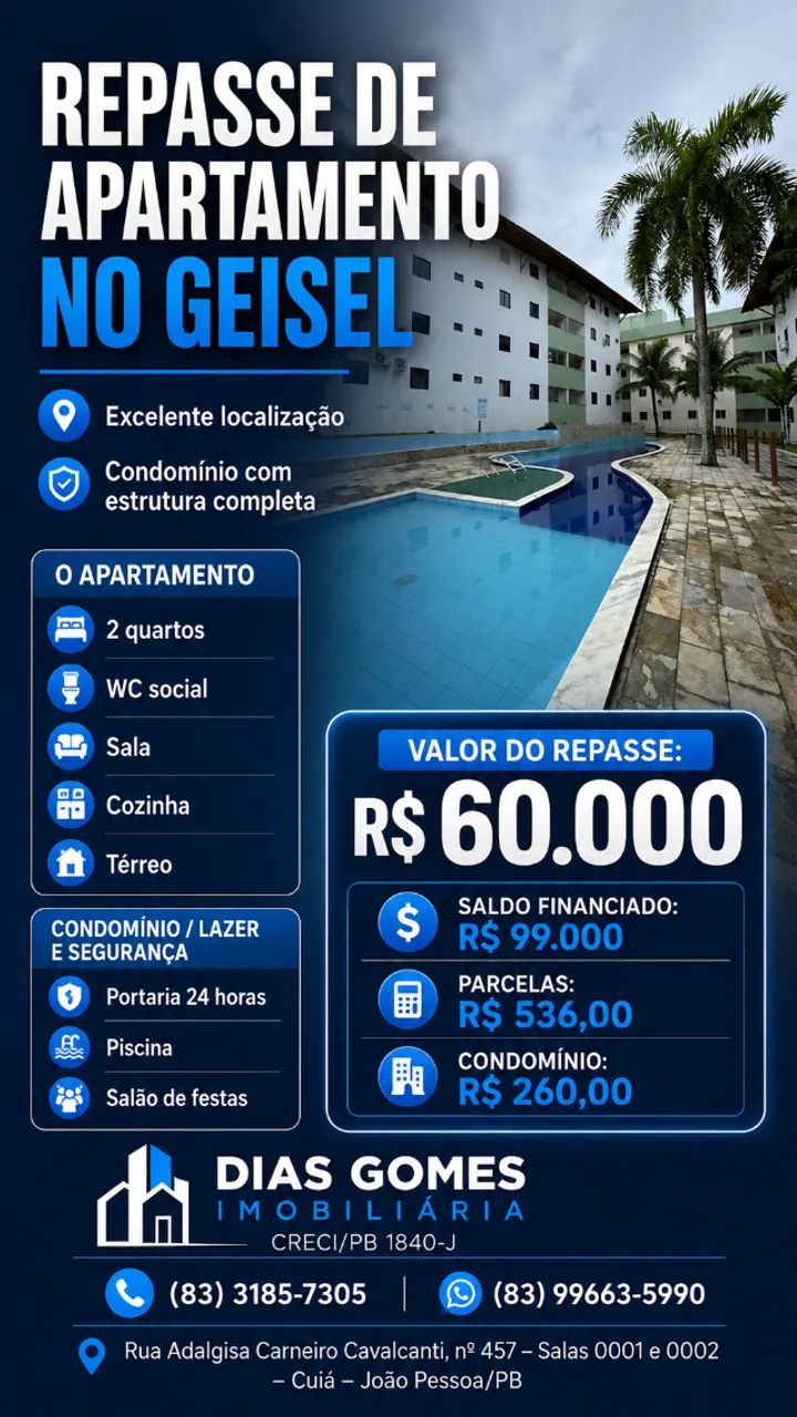 Repasse Apartamento Terreo no GEisel - Parcela Baixa