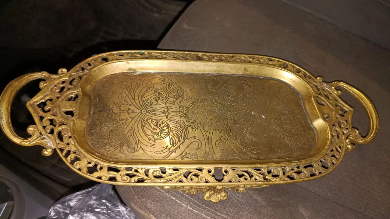 Bandeja ovalada metal tipo Bronze (antiguidade) - Foto 3