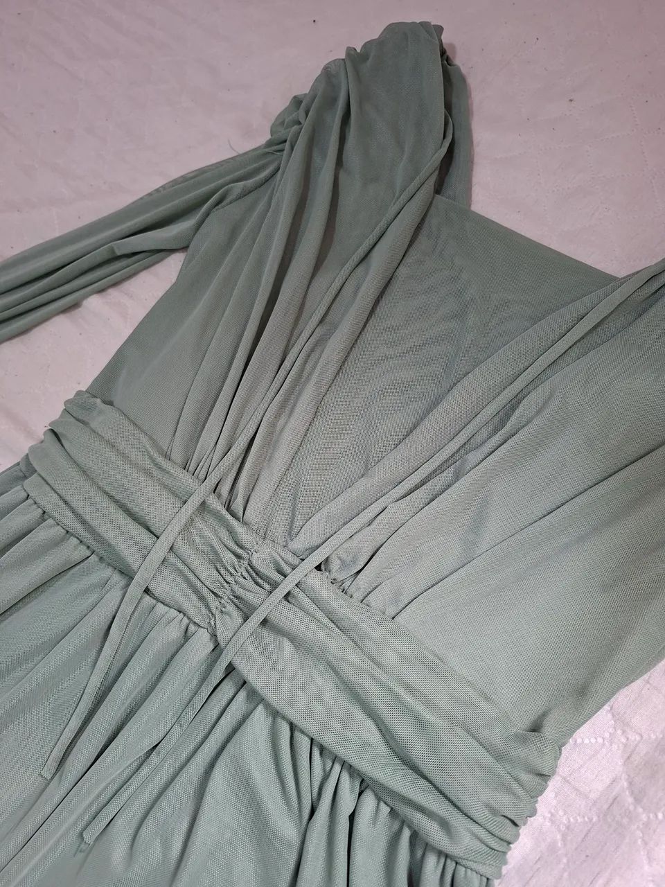 Vestido Longo Tule Verde Oliva GG - Foto 4