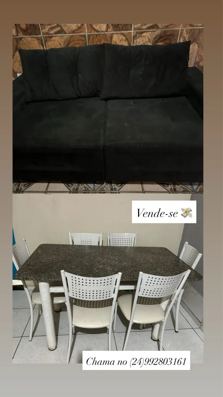 Vende-se mesa com 6 cadeiras e 1 sofá com 2 lugares  - Foto 2