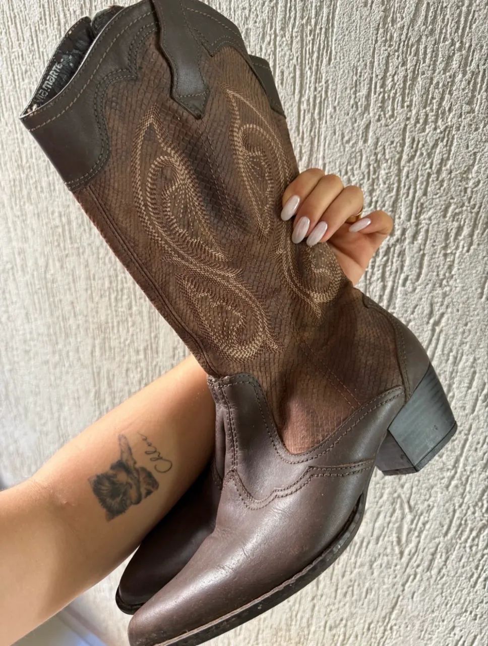 bota texana via marte couro marrom 34
