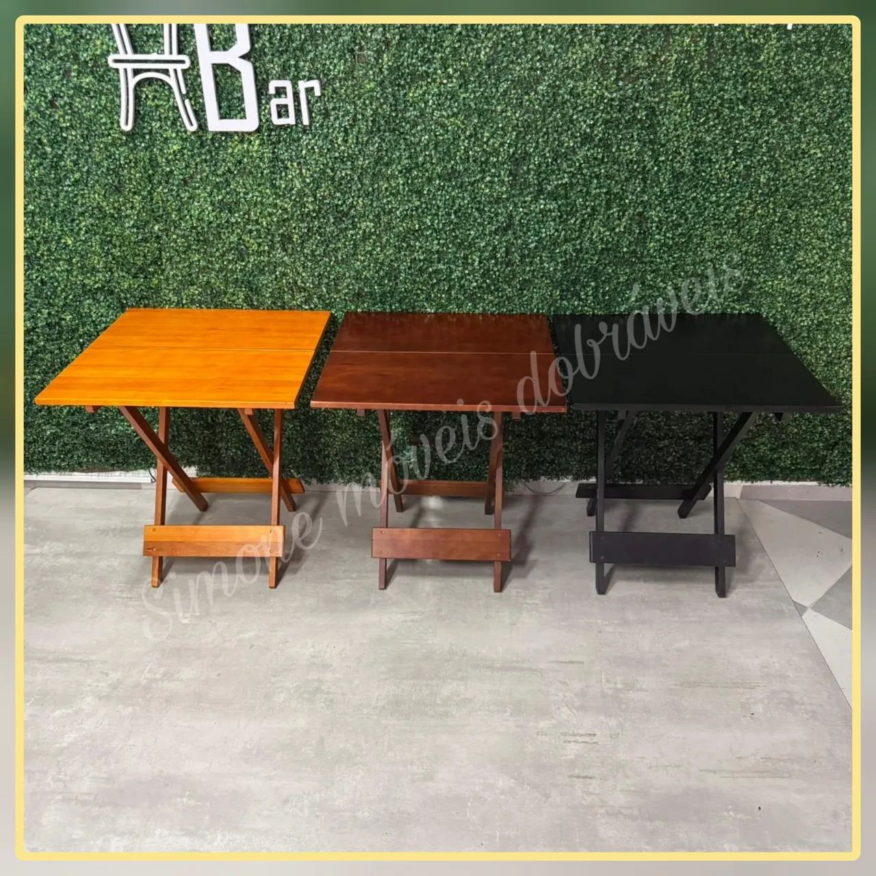 Mesa 70x70 madeira maciça dobrável