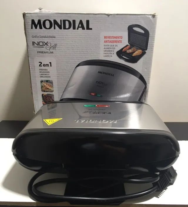 Grill e Sanduicheira Premium Mondial 800W - S-07 220V - NOVO - Foto 2