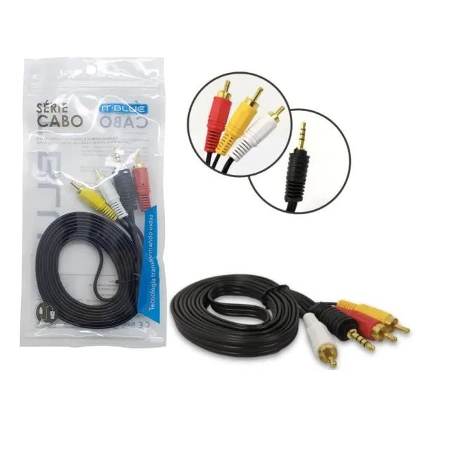 Cabo P2 4 Vias X 3 RCA Áudio e Vídeo 2M It-Blue