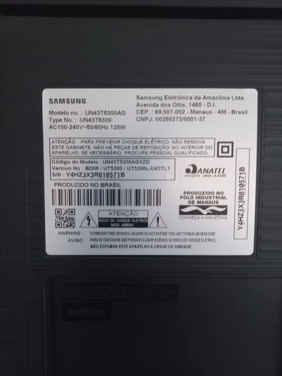 TV SAMSUNG 43" COM DEFEITO (Barramemto de LED) - Foto 2