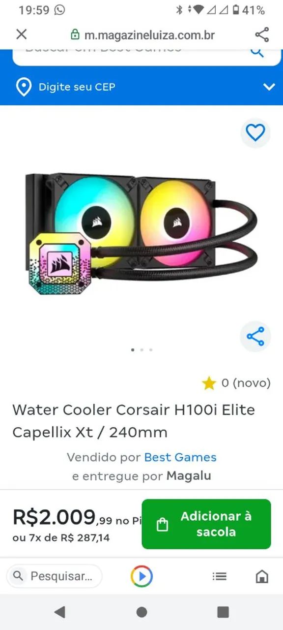Walter cooler Corsair H100i ELITE CAPELLIX XT 