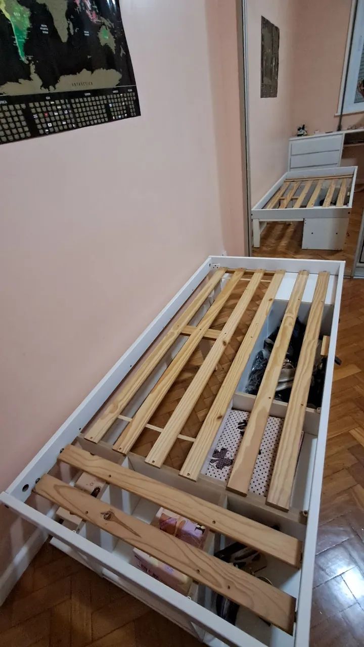 Cama de solteiro de madeira bau - Foto 2