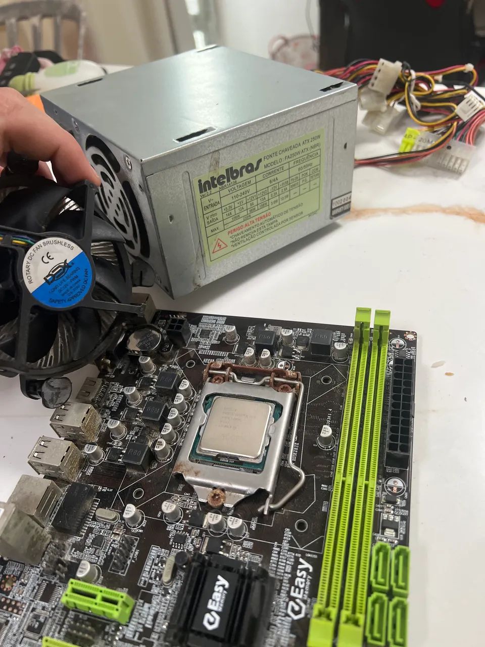 Kit placa mãe cooler e processador 
