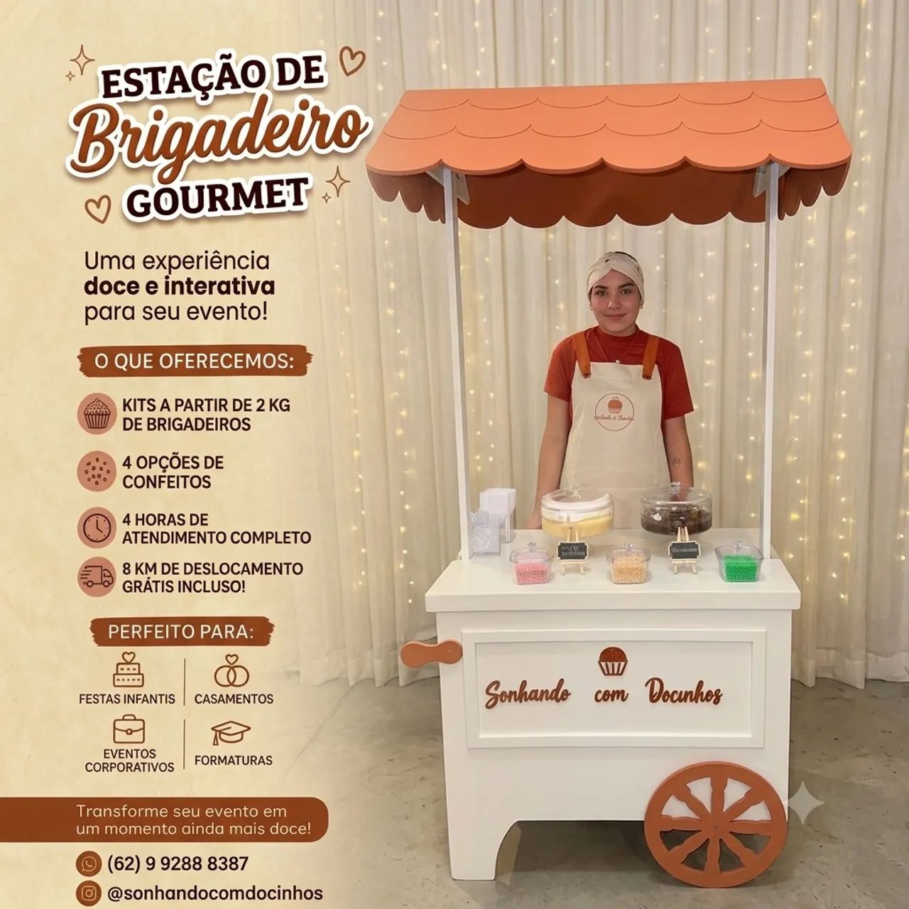 Carrinho de Brigadeiro de colher para eventos e festas.
