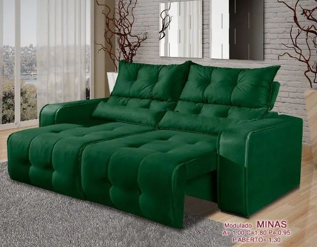 Sofá Minas 2 Lugares Retrátil e Reclinável Tecido Suede Bege 180cm - Foto 2