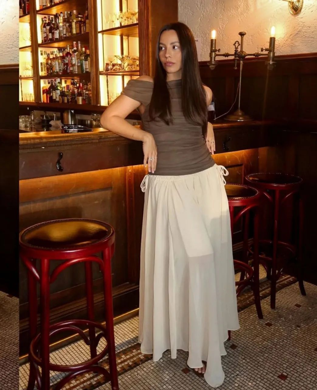 Saia Fluida em Chiffon - Última peça  - Foto 3