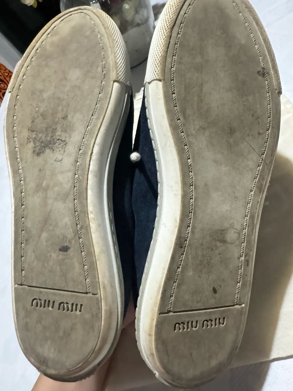 Tênis original Miu Miu azul marinho em camurça - Foto 6