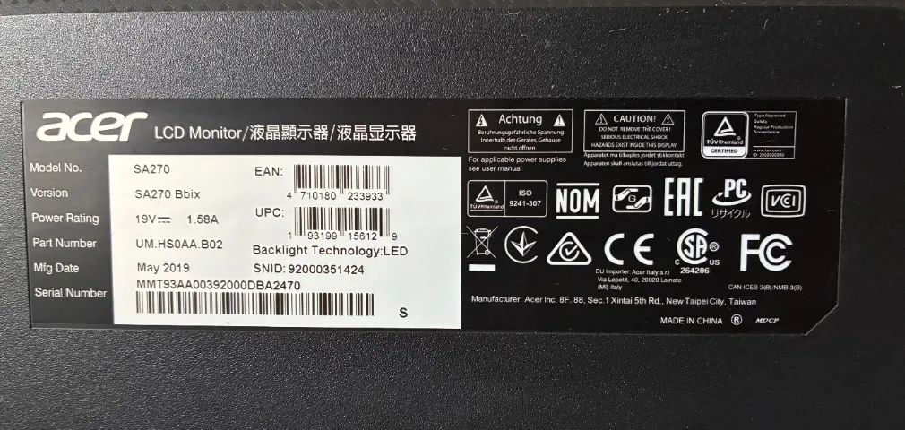 Tela Monitor Acer de 27 polegadas Full HD 75Hz 1ms HDMI - Ótimo Estado - Foto 5