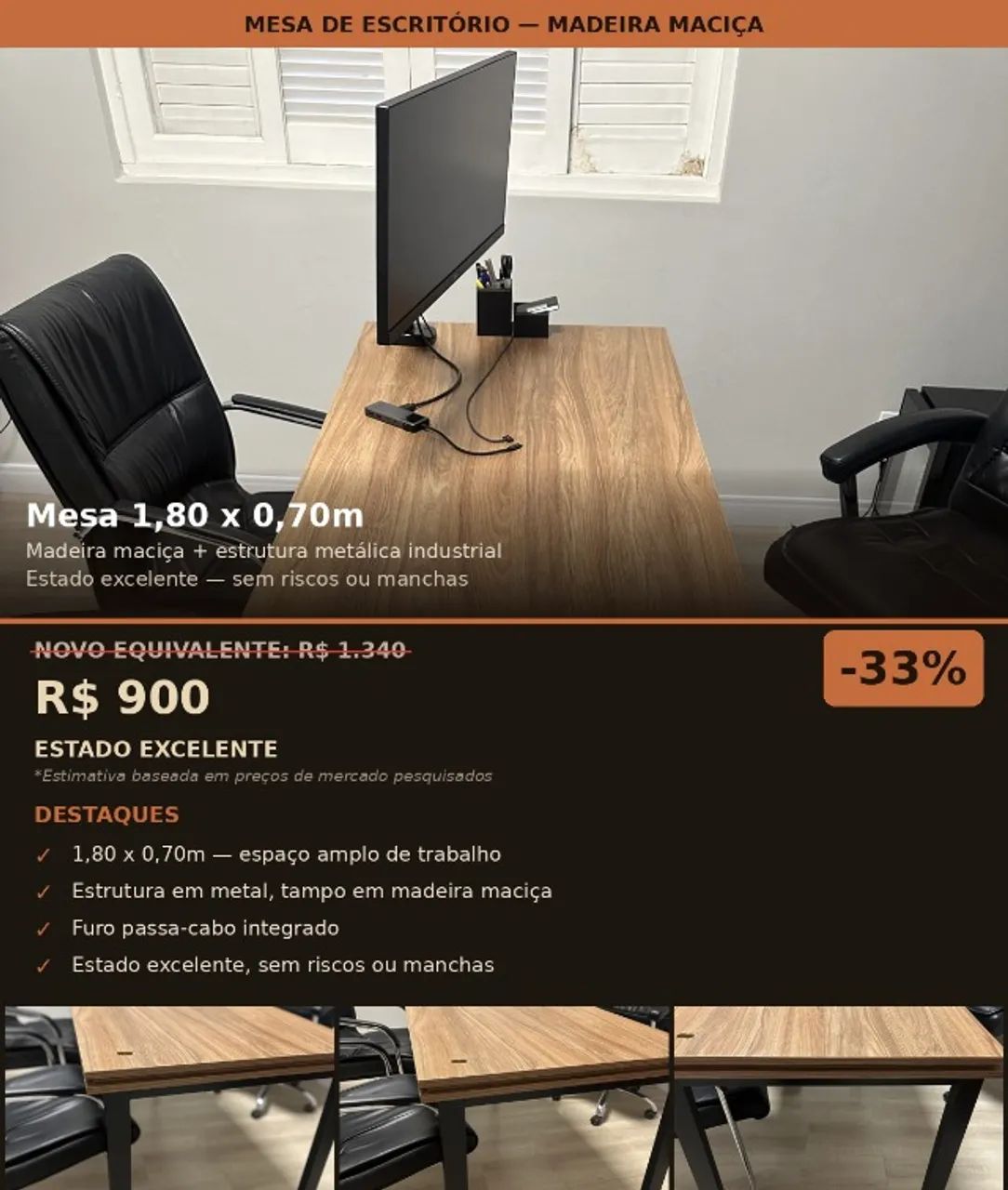 Mesa de Escritório 1,80 x 0,70m